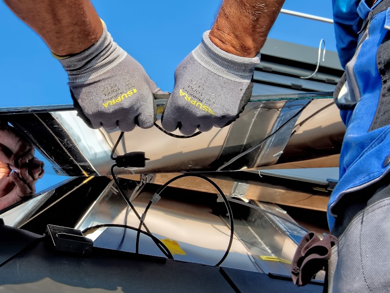 Solar panel installation at the Renewable Energy Fund project site